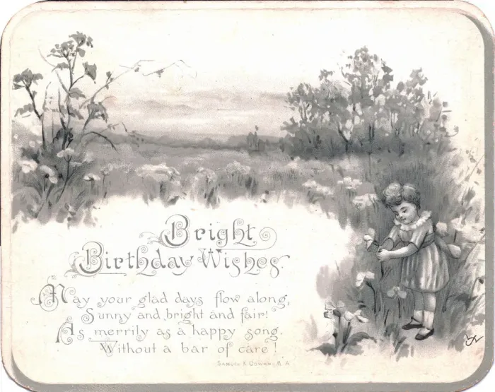 Framed Print : Girl in a field of flowers on a sepia birthday card Framed Print : Girl in a field of flowers on a sepia birthday card