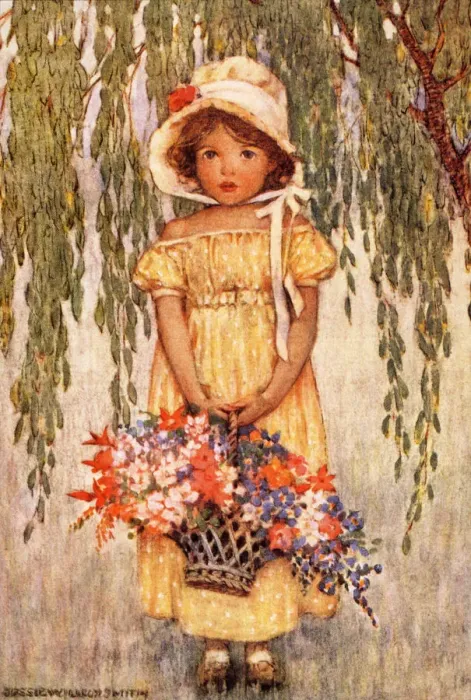 Framed Print : Girl with Flower Basket Framed Print : Girl with Flower Basket