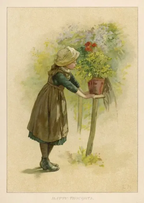 Framed Print : Girl with Flowerpot 1889 Framed Print : Girl with Flowerpot 1889