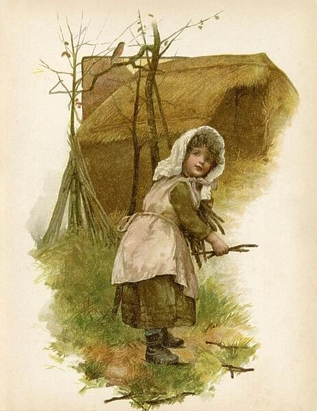 Girl Gathers Twigs 1890