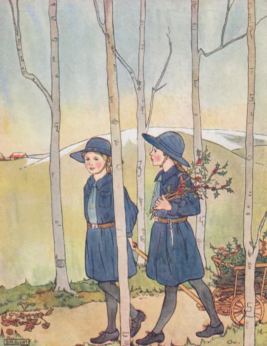 Framed Print : Girl guides collecting holly Framed Print : Girl guides collecting holly