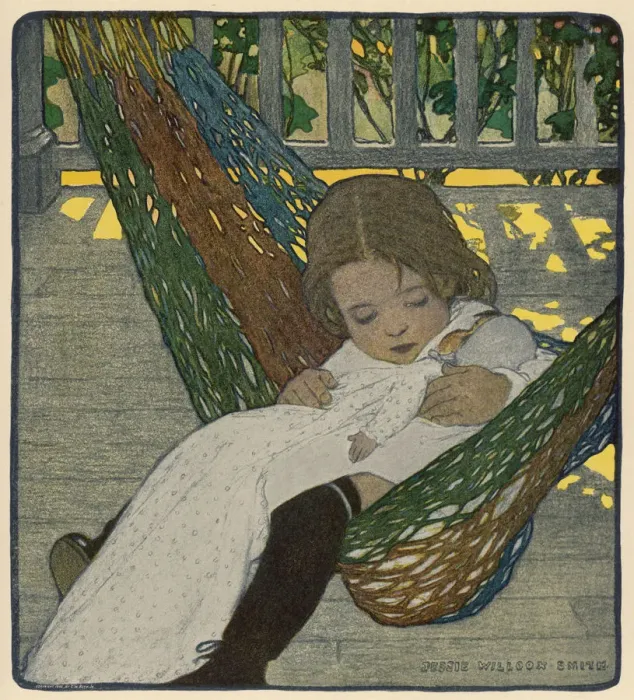 Framed Print : Girl in Hammock - Doll Framed Print : Girl in Hammock - Doll