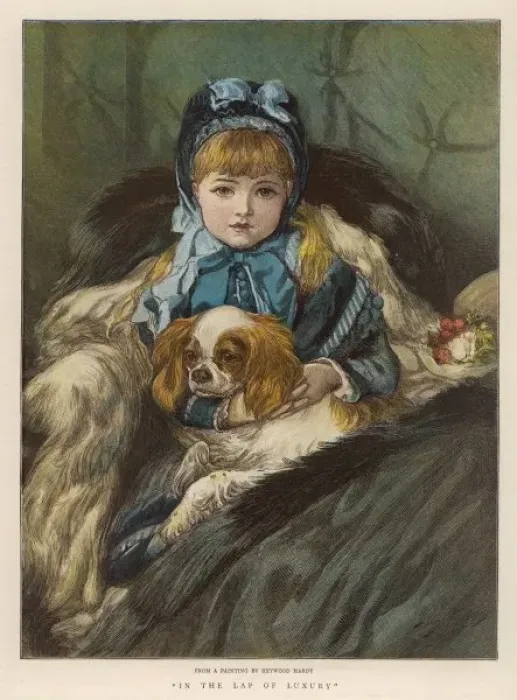 Framed Print : Girl with K C Spaniel Framed Print : Girl with K C Spaniel