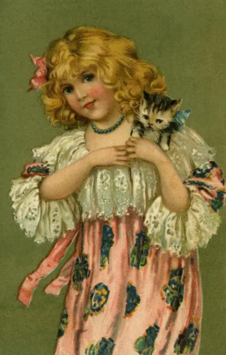 Framed Print : Girl with a kitten Framed Print : Girl with a kitten