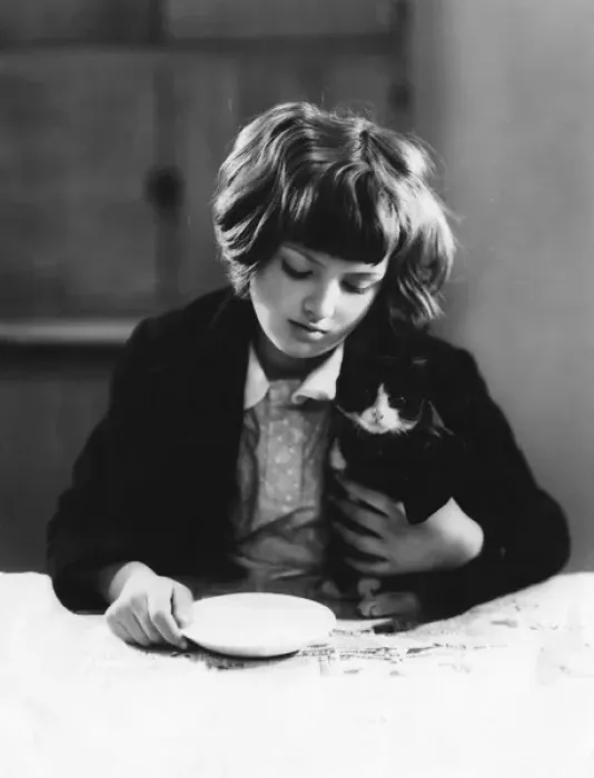 Framed Print : Girl with Kitten 1940S