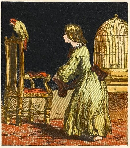 Girl Lets Bird out 1867