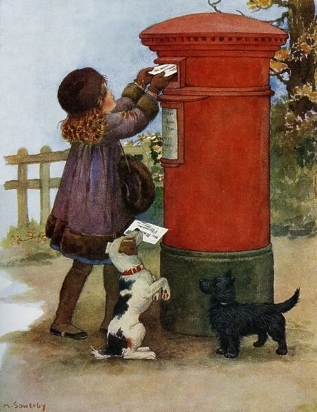 Girl at a letterbox