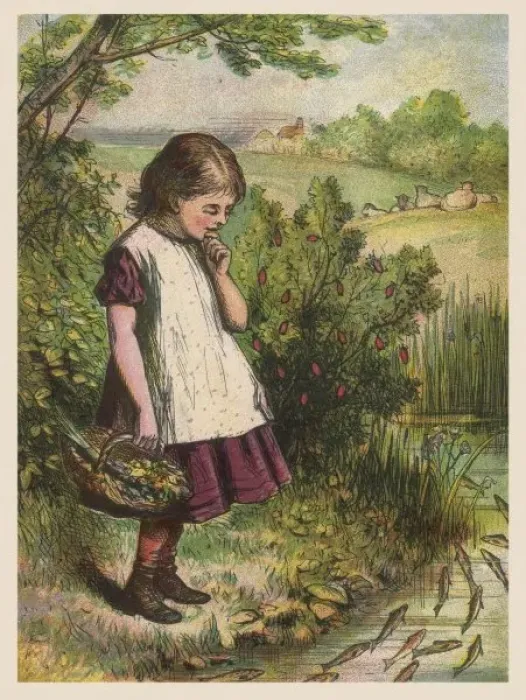 Framed Print : Girl Looks at Brook 1860