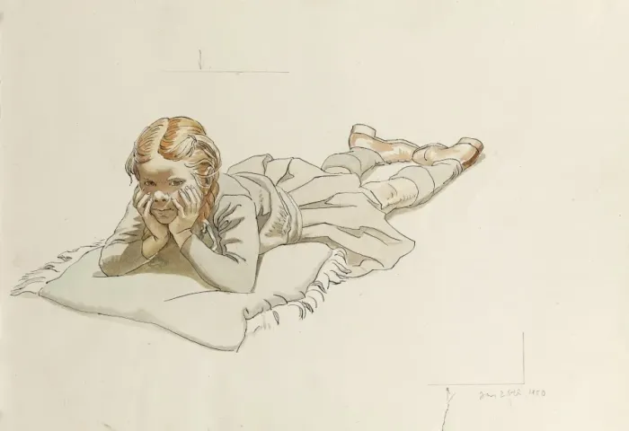Framed Print : Girl lying down Framed Print : Girl lying down