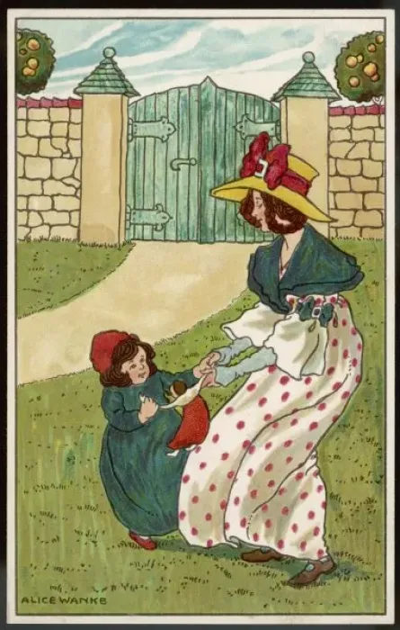 Framed Print : Girl / Mother / Garden 19C Framed Print : Girl / Mother / Garden 19C
