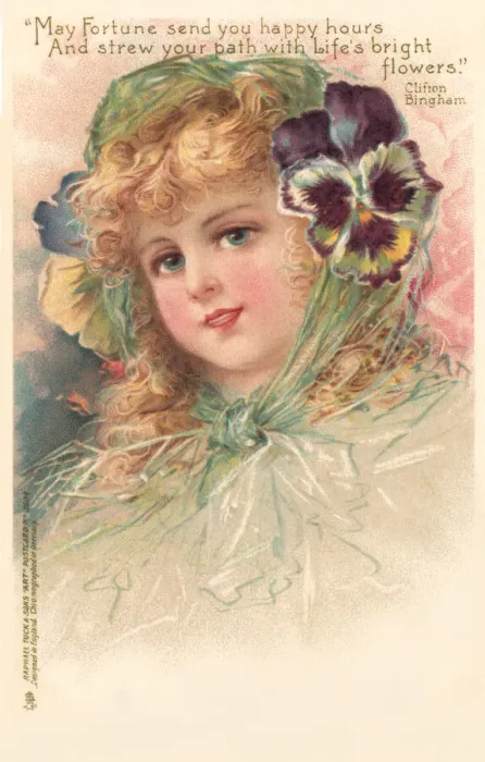 Framed Print : Girl with a pansy in her hair Framed Print : Girl with a pansy in her hair
