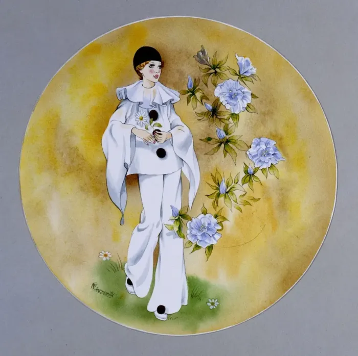Framed Print : Girl in a Pierrot Costume