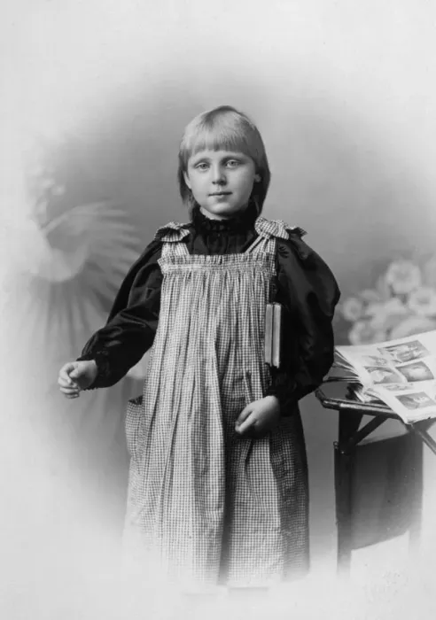 Framed Print : Girl in Pinafore Framed Print : Girl in Pinafore