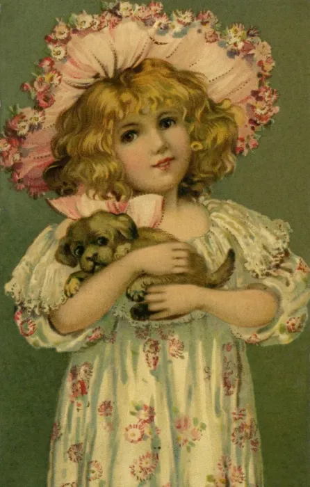 Framed Print : Girl with a puppy Framed Print : Girl with a puppy