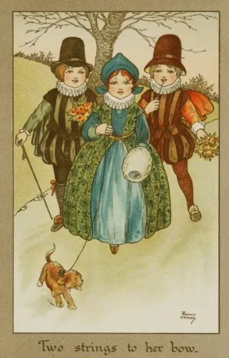 Framed Print : A girl being pursued by two boys by Florence Hardy Framed Print : A girl being pursued by two boys by Florence Hardy