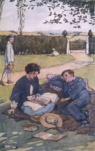 Girl Reads to Boy 1911