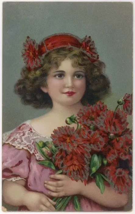 Framed Print : Girl with Red Flowers Framed Print : Girl with Red Flowers