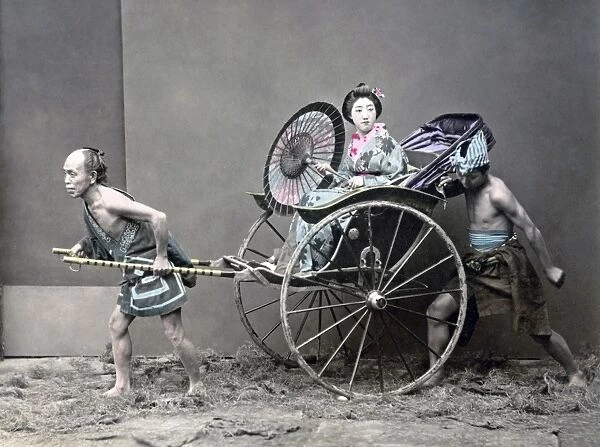 Girl in rickshaw, Japan, circa 1880s