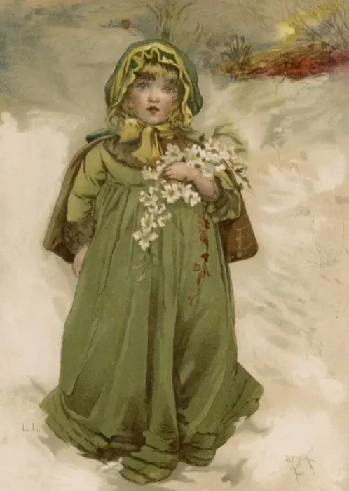 Framed Print : Girl / Roses in Snow 1880 Framed Print : Girl / Roses in Snow 1880