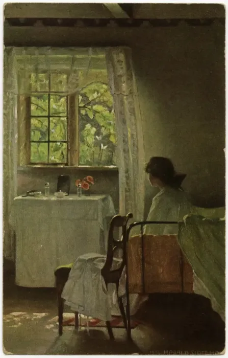 Framed Print : Girl seated on her bed awoken by the morning sun Framed Print : Girl seated on her bed awoken by the morning sun