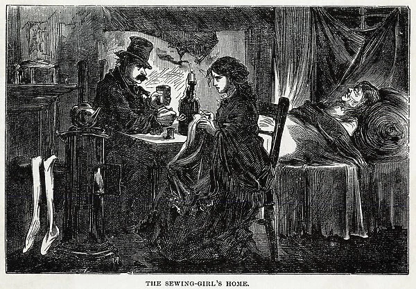 GIRL SEWS  /  NEW YORK  /  1872