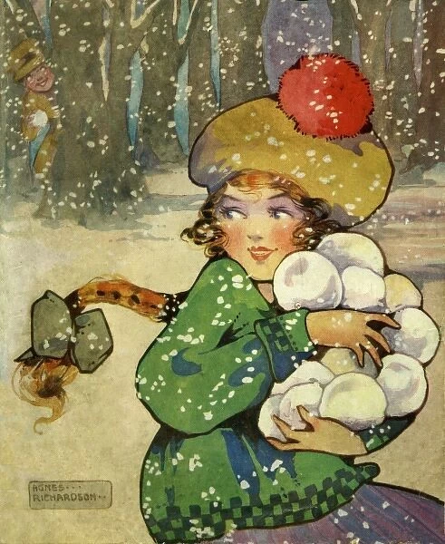 Girl with snowballs