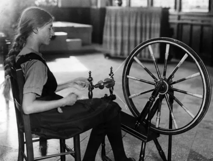 Framed Print : Girl at a Spinning Wheel Framed Print : Girl at a Spinning Wheel