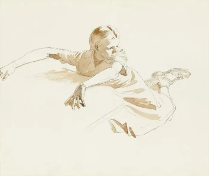 Framed Print : Girl stretches over a low table Framed Print : Girl stretches over a low table