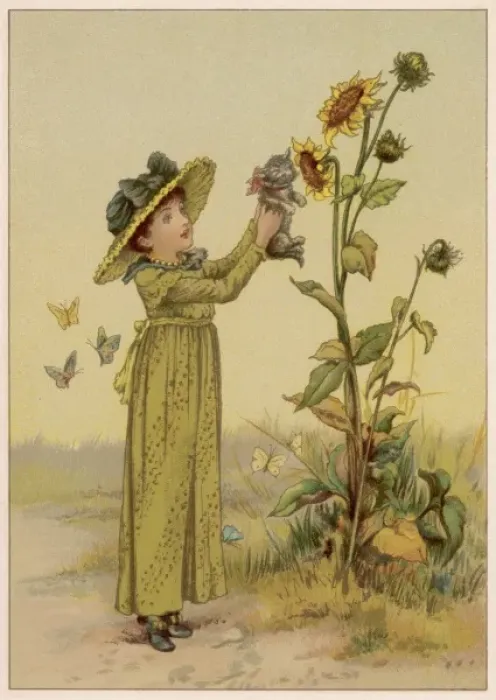Framed Print : Girl with Sunflowers Framed Print : Girl with Sunflowers