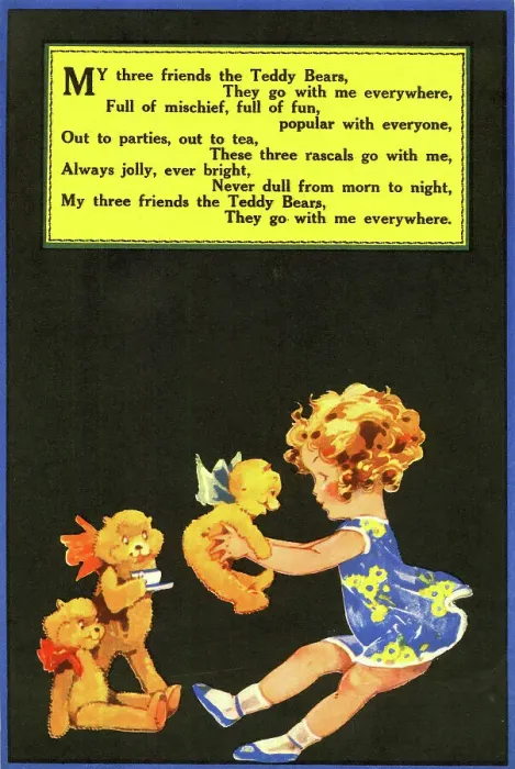 Framed Print : Girl and three teddy bears Framed Print : Girl and three teddy bears