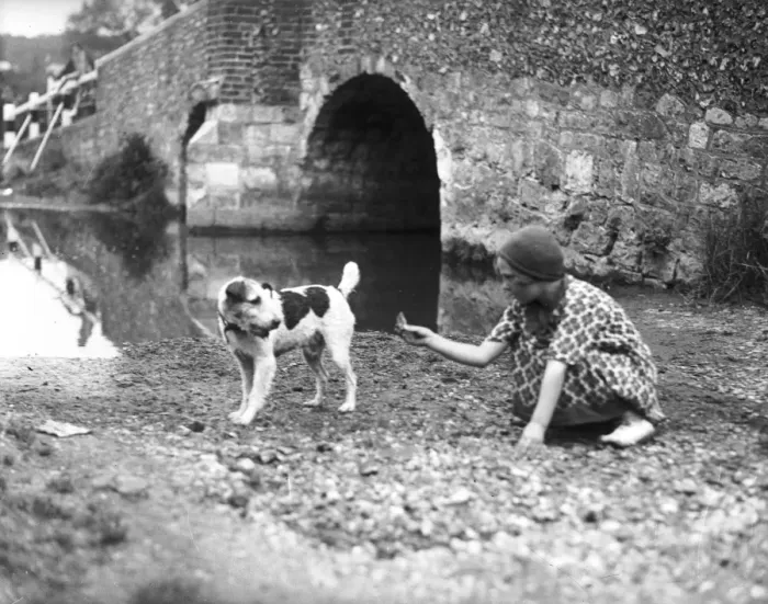 Framed Print : Girl and Terrier Framed Print : Girl and Terrier