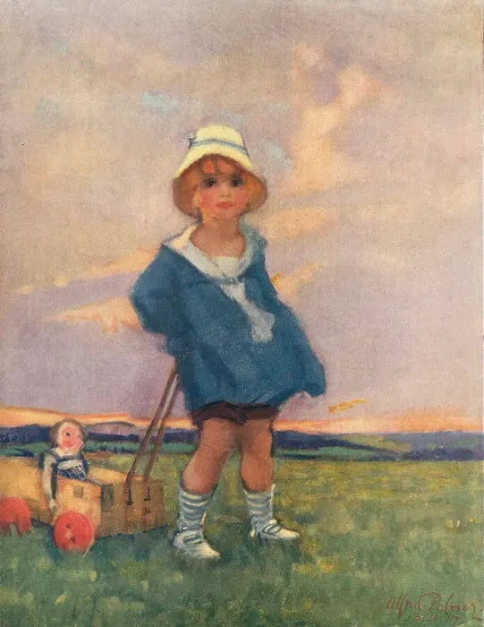 Framed Print : Girl With Toy Cart Framed Print : Girl With Toy Cart