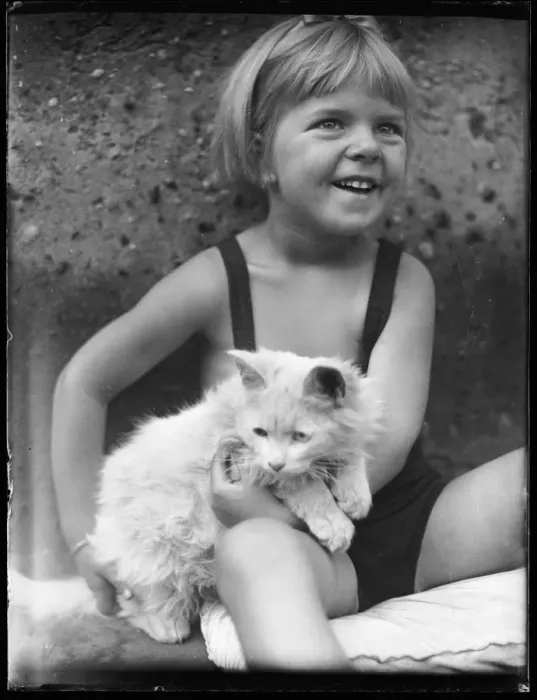 Framed Print : Girl and White Cat Framed Print : Girl and White Cat