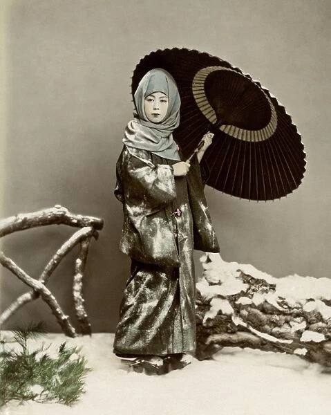Girl in winter costume, Japan