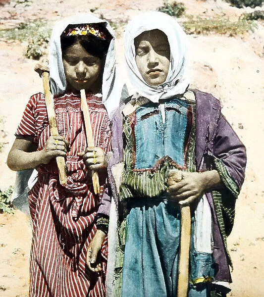 Girl workers in Jericho, Palestine, Victorian period