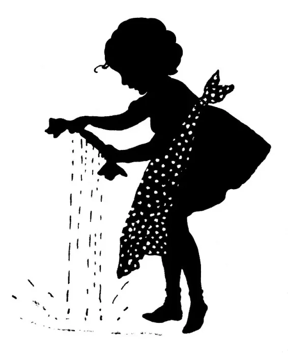 Framed Print : Girl wringing out washing Framed Print : Girl wringing out washing