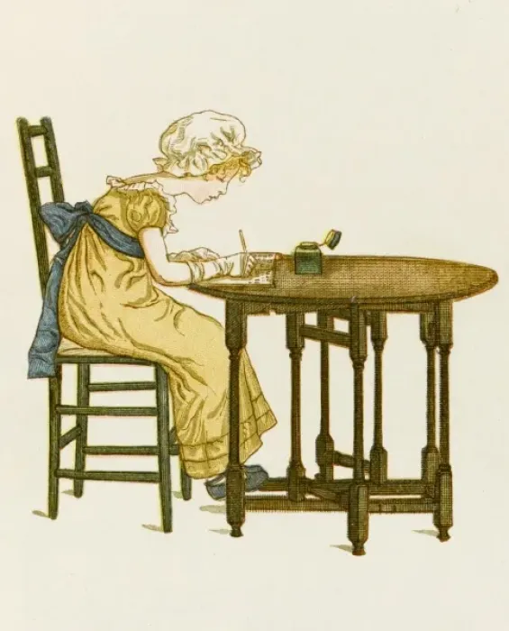 Framed Print : Girl Writing (G way) Framed Print : Girl Writing (G way)