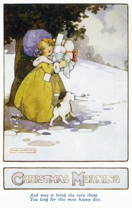 Framed Print : Girl with an Xmas parcels Framed Print : Girl with an Xmas parcels