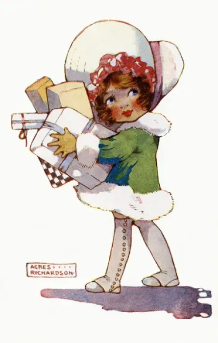 Framed Print : Girl with Xmas parcels Framed Print : Girl with Xmas parcels