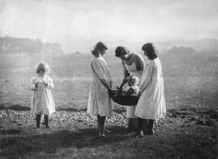 Framed Print : Four girls and a baby Framed Print : Four girls and a baby