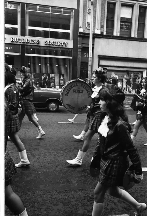 Framed Print : Girls band on parade, Belfast, Northern Ireland Framed Print : Girls band on parade, Belfast, Northern Ireland