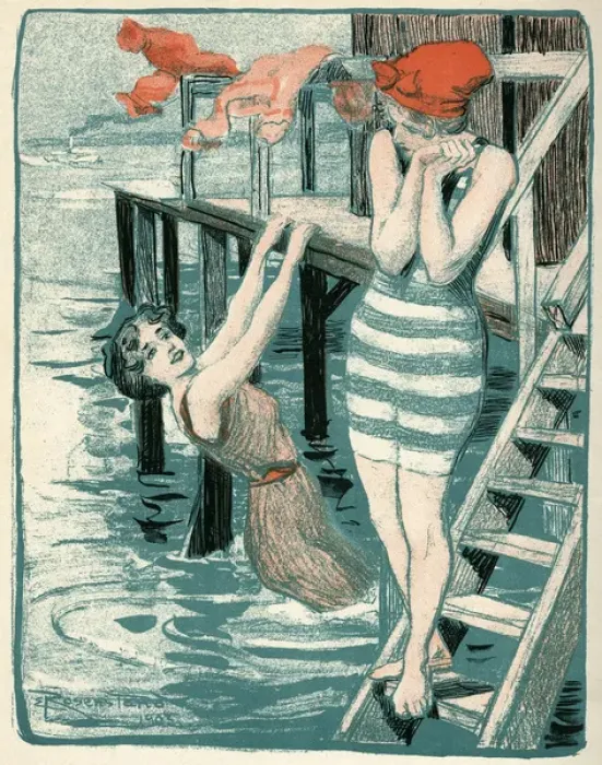 Framed Print : Girls Bathing Framed Print : Girls Bathing