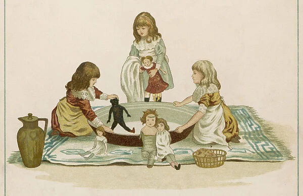 Girls Bathing Dolls 1883