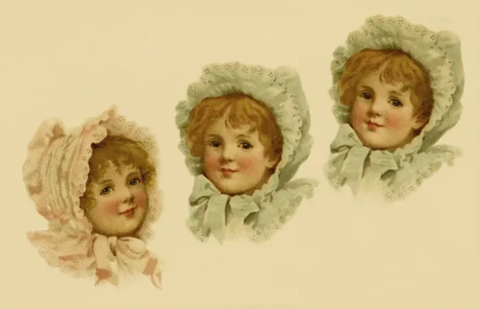 Framed Print : Three girls in bonnets Framed Print : Three girls in bonnets