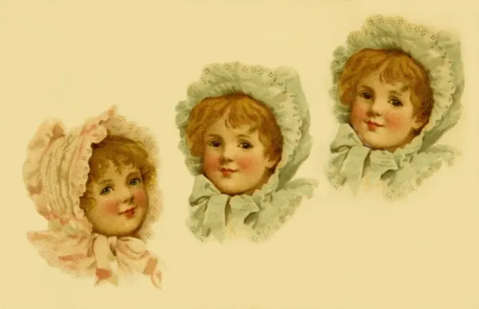 Framed Print : Three girls in bonnets Framed Print : Three girls in bonnets