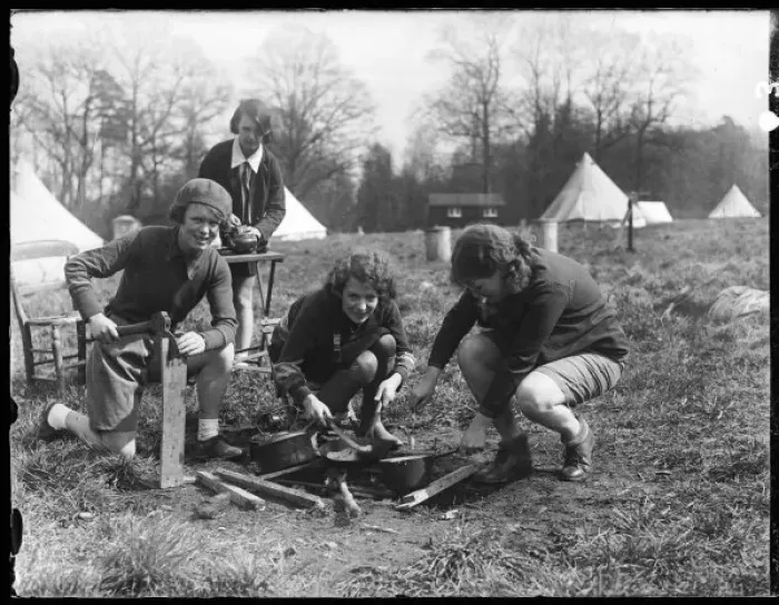 Framed Print : Girls Camping 1930S Framed Print : Girls Camping 1930S