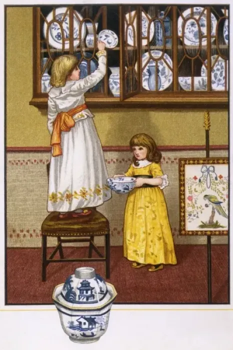 Framed Print : Girls with China 1894 Framed Print : Girls with China 1894