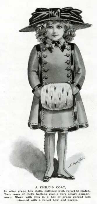 Framed Print : Girls Coat & Muff 1909 Framed Print : Girls Coat & Muff 1909