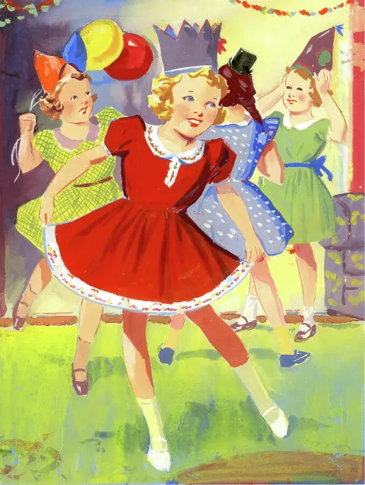 Framed Print : Girls dancing at a children's party Framed Print : Girls dancing at a children's party