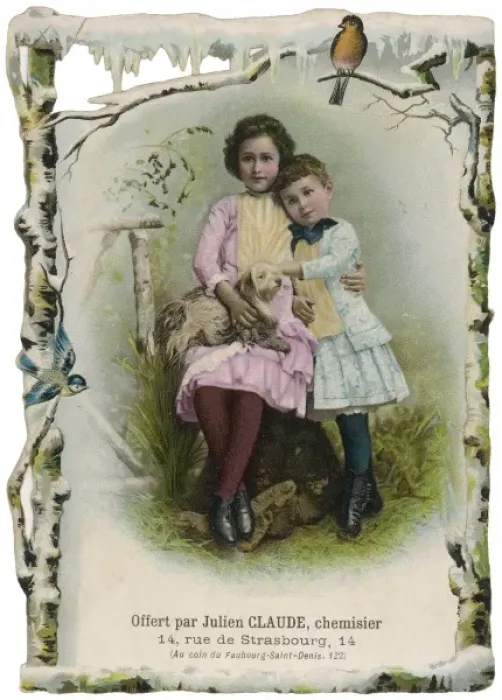 Framed Print : Girls with Dog 1890S Framed Print : Girls with Dog 1890S